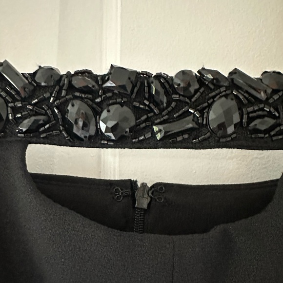 Taylor Black Evening Formal Dress with Beaded Neckline - Picture 6 of 16